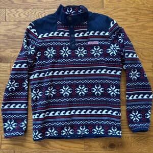Vineyard Vines Navy Fleece Fair Isle Pullover size S